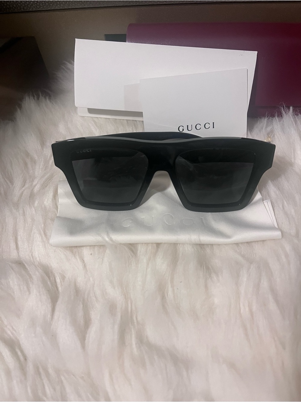 Gucci Black Square Frame Sunglasses - Men's Fashion